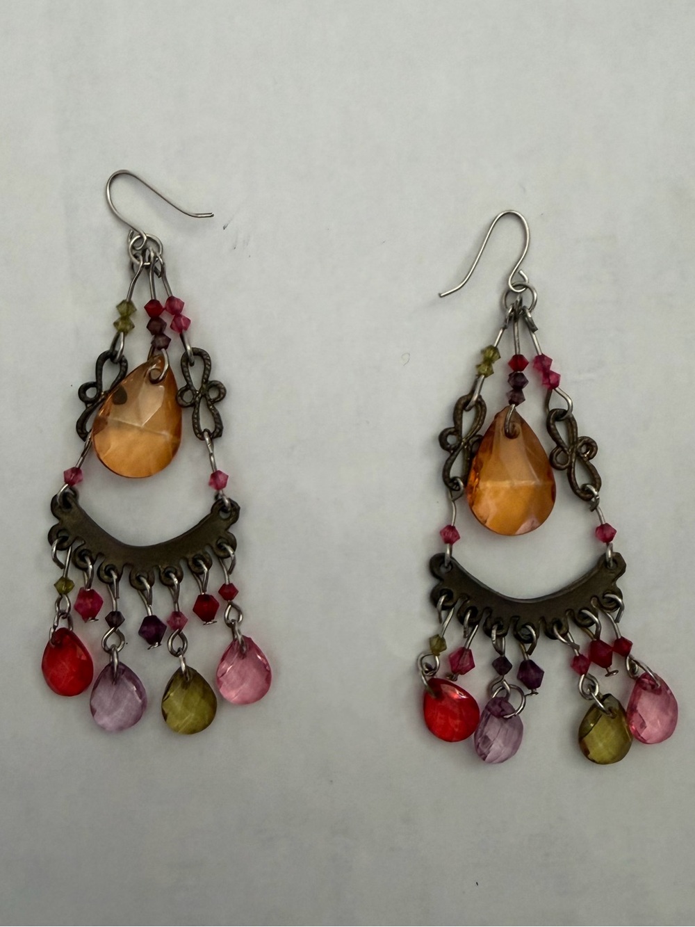 Multi-Color Teardrop Chandelier Earrings
